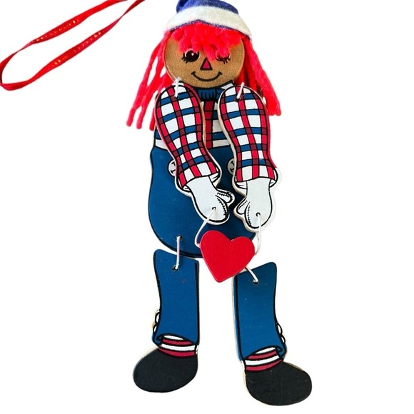Vintage Kurt Adler Raggedy Ann and Andy Jointed Ornaments Wood 6” Taiwan - Picture 4 of 7